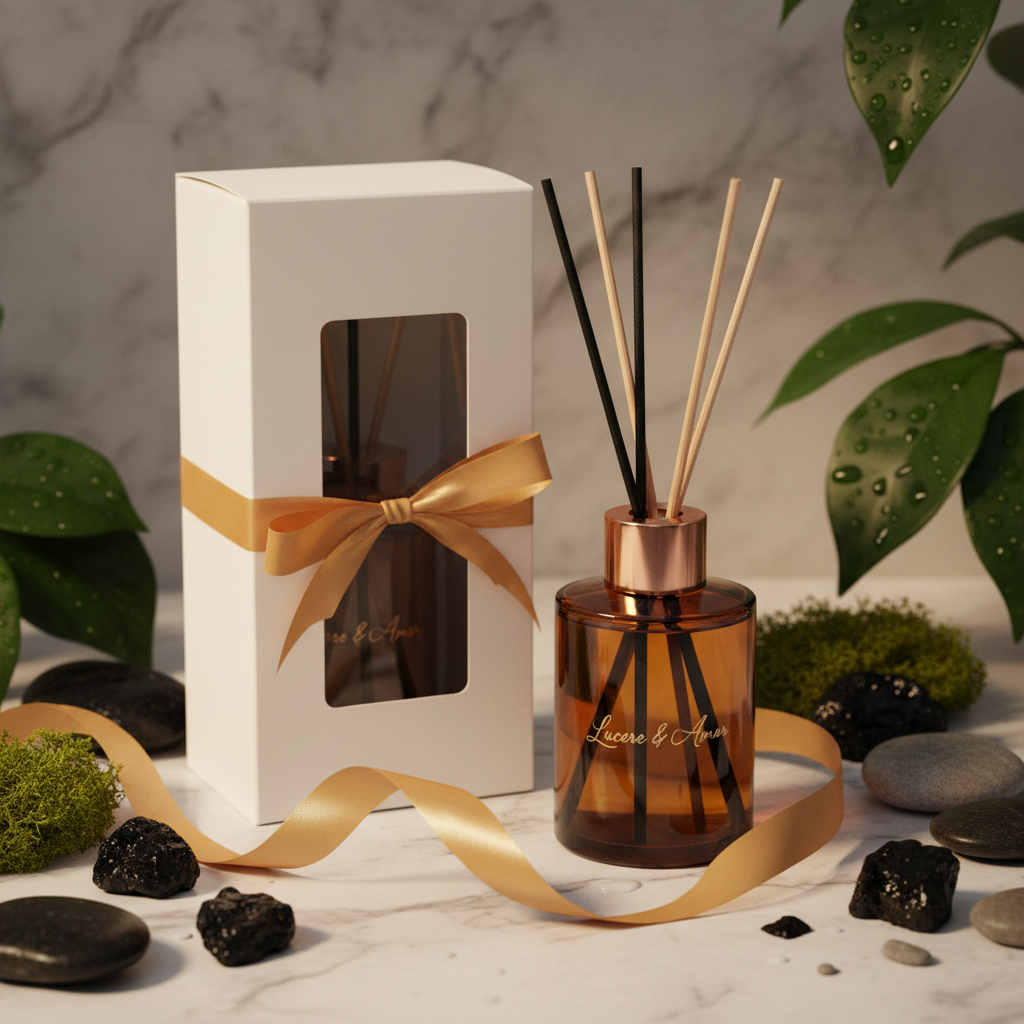 Amber Bottle with Black Tourmaline