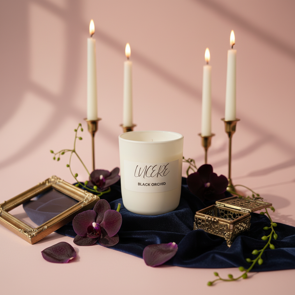 Black Orchid candle styled