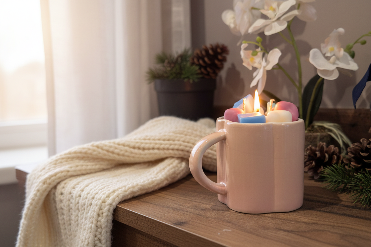 Hot Cocoa Candle - Pink Mug Lifestyle