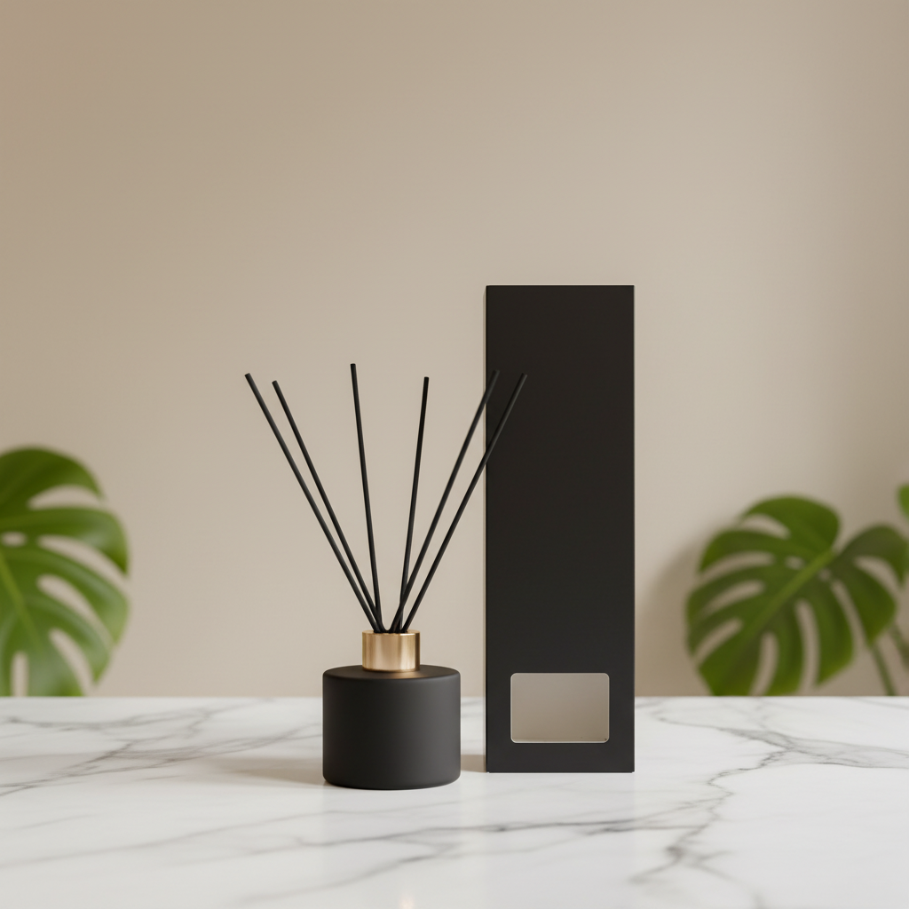 Reed diffuser on marble