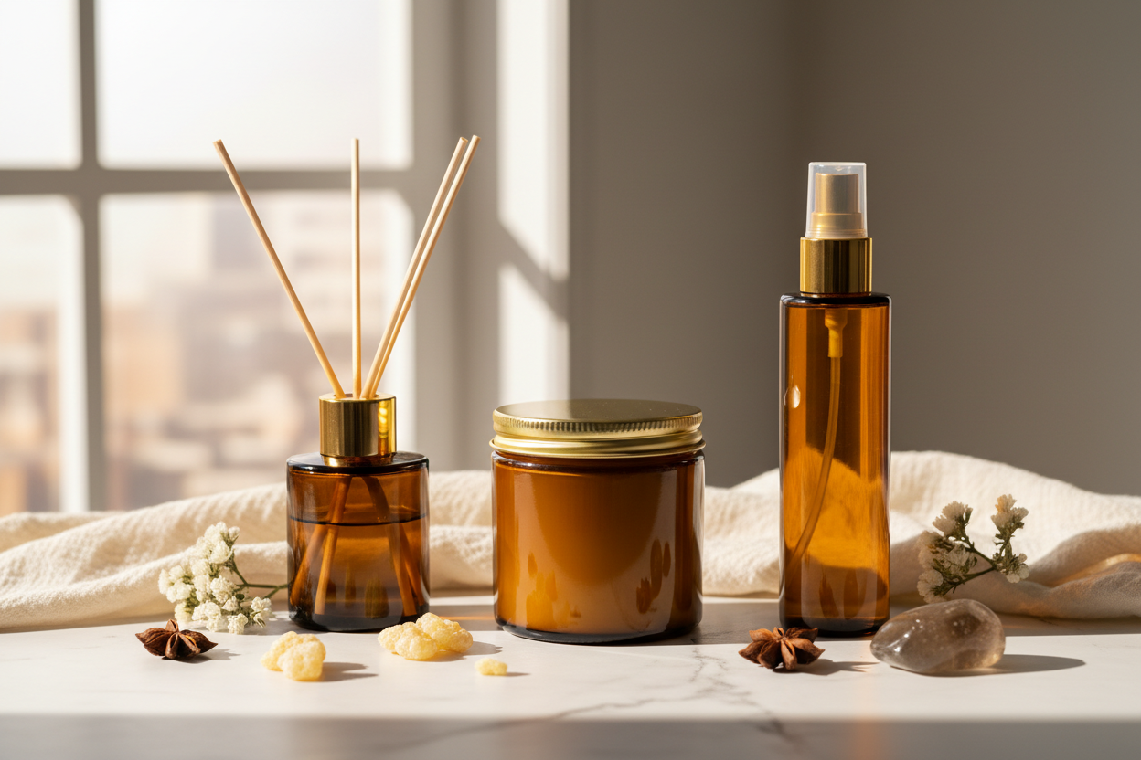 Sacred Healing Ritual Set - Frankincense & Myrrh with gold lids